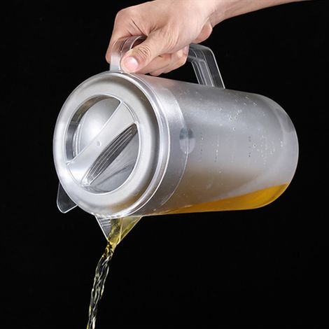 Carafe à eau en plastique PC résistant aux hautes températures, finition givrée, avec graduation et couvercle, idéale pour les boissons gazeuses, le thé glacé et autres préparations. Transparente, 500 (1/5)
