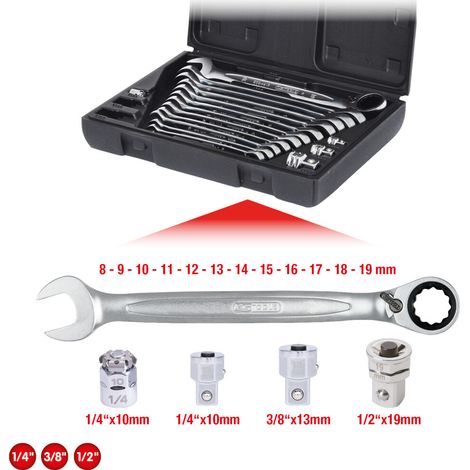 KS Tools GEARplus Ratschenringmaulschlüssel-Satz, umschaltbar,16-tlg. (1/5)