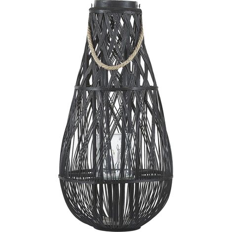 Laterne TONGA Bambusholz 77 cm Schwarz
