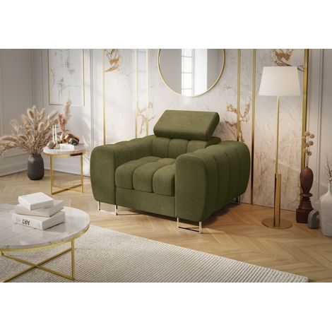 Sessel Designersessel BASTIEN in Stoff Moly Olivgrün