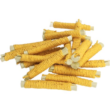 20 bâtonnets de bambou sucrés pour petits animaux (lapins, hamsters, etc.) - Soulagement de l'ennui et du mal à ronger les dents - Jaune (1/5)