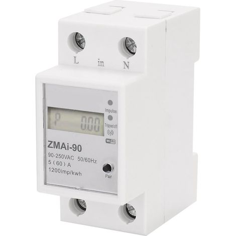 Compteur d'énergie intelligent monophasé Wi-Fi, compteur de consommation électrique (kWh/wattmètre), compatible Smartlife/T