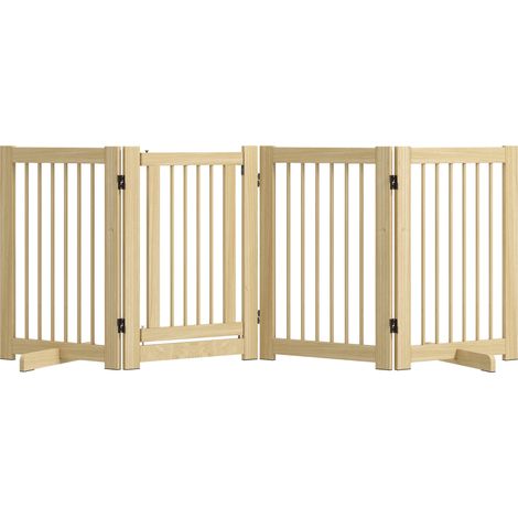 Cancelletto per cani pieghevole 204 x 75 cm in legno con porta e 2 piedi di supporto MODENUIT (1/4)