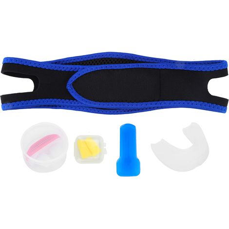 Dispositif Anti-Ronflement avec Bouchons d'Oreilles, Gouttière et Mentonnière - Aide au Sommeil et Purificateur d'Air Portable (Set Rouge) (1/5)