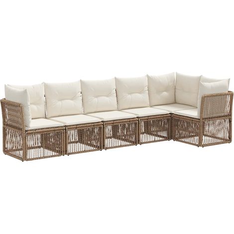 Gartensofa-set 6 pcs Beige Poly-Rattan vidaXL