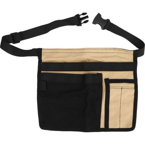 Gartenschürze mit mehreren Taschen, verstellbarer Arbeitsgürtel aus Oxford-Canvas für Gartengeräte, Khaki und Schwarz (1/5)