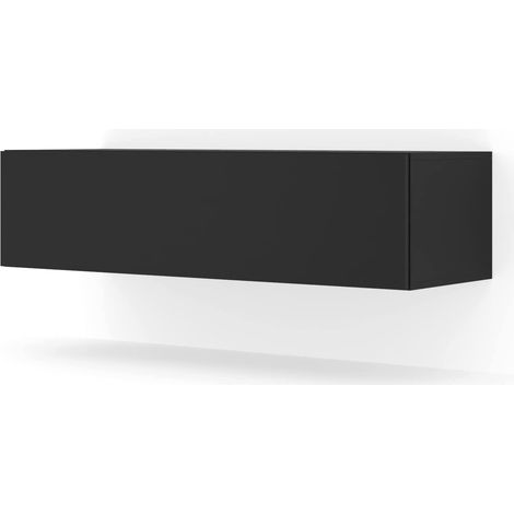 Bim Furniture – Meuble TV suspendu Bingo 120x40x30cm – Noir mat – Panneau stratifié 16mm – Installation murale facile – Compartiment pratique