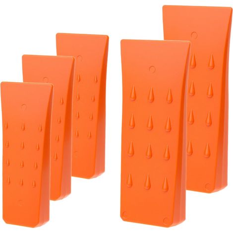 5er Pack Sicherer Spaltkeil 15CM/20CM Kettensägen Fällkeil aus Schlagfest ABS-Kunststoff mit Spikes, in Auffälliger Orange Signalfarbe (1/5)