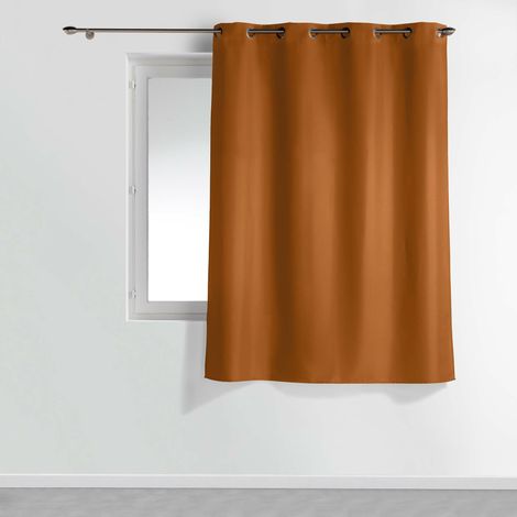 Rideau à œillets petite hauteur 140 x 180 cm – polyester uni essentiel – Camel (1/3)
