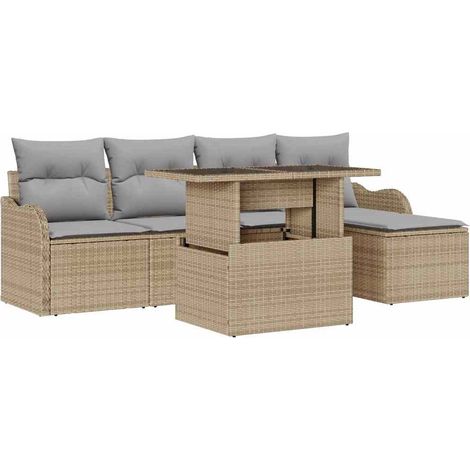 Maison Exclusive - Sitzgruppe für den Outdoor mit Kissen 6 pcs Be