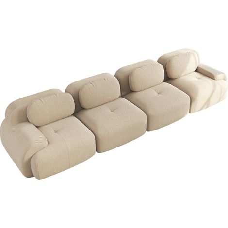 Sofá modular de 4 plazas en tejido de cordón beige 388 x 103 x 70 cm (1/5)