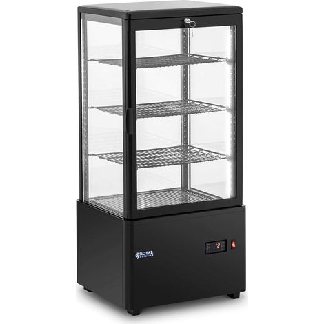Vitrine réfrigérée 78 litres 4 niveaux verrouillable plastique verre trempé noir (1/5)