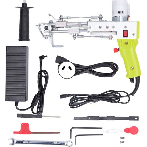 Pistolet à touffeter réglable vitesse jaune vert DIY tapis coussins tapisseries 100-240V fiche AU (1/5)