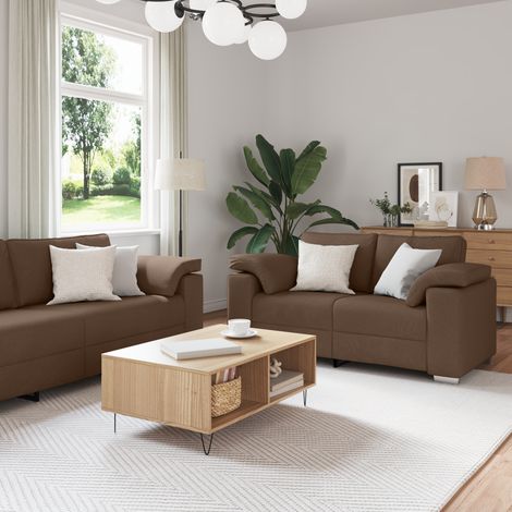 Sofa 2 pcs Braun 219 x 80 x 82 cm Stoff
