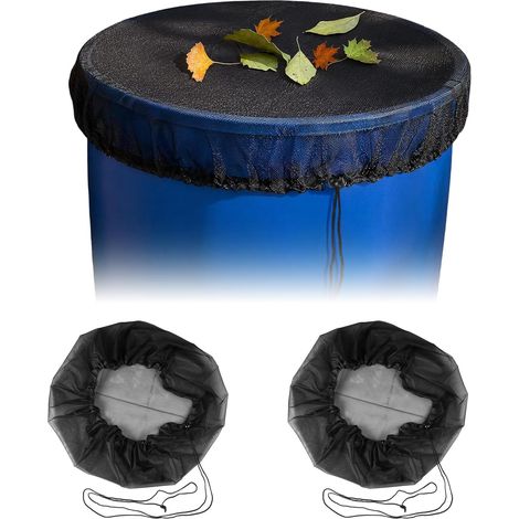 2 Pièces 95 cm Filet Protection Recuperateur Eau de Pluie Réglable Filet Tonneau Eau,Filet pour Citerne Eau de Pluie avec Cordon de Serrage,Protection Contre Les Feuilles Moustiques (1/5)