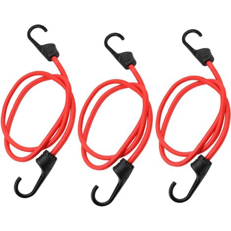 3-piece elastic tension strap with steel and ABS hooks, 100cm long, for storing and transporting bicycles and electric rear seats, random color (1/5)