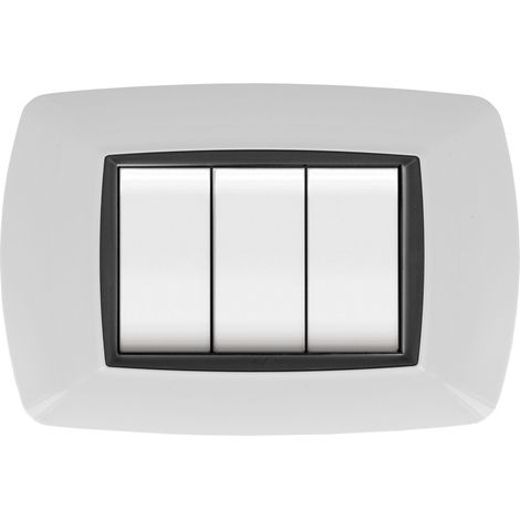 Placca Life Mod.Living Pl.Bianca 3P Cor.Nera - 10 Pz (1/2)