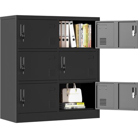 Armadio di sicurezza per ufficio a 6 ante con scomparto per carte, armadietto portaoggetti, armadietti in metallo per la scuola e la casa, H100x90x40CM