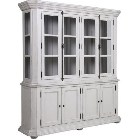 Buffet vaisselier 4 portes vitrées - Bois - Blanc - Interior's