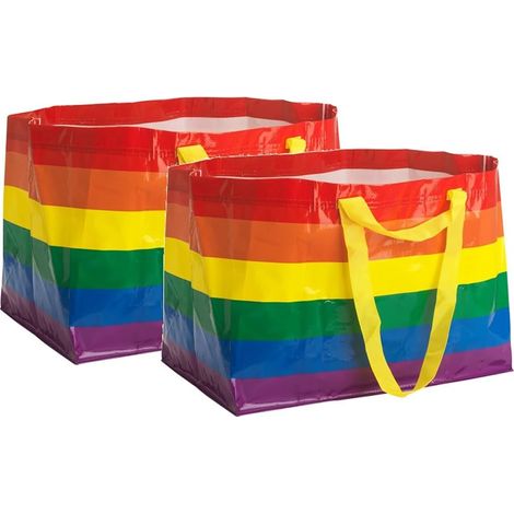 Grands sacs de transport réutilisables arc-en-ciel de 71 L - Lot de 2 (1/4)