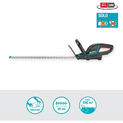 GARDENA Cortasetos a batería ComfortCut 60 cm / 18V POWER FOR ALL cargador y batería no incluidos, con protector anti impactos, para cortar setos de hasta 188 m² con una sola carga (14731-55) (1/5)