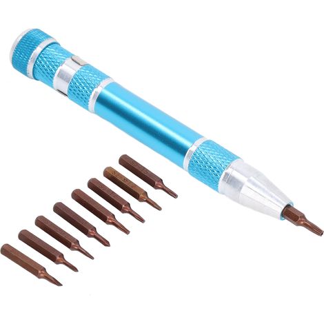 Jeu d'embouts de tournevis portables de type stylo avec 9 embouts spécifiques pour composants électroniques (1/5)