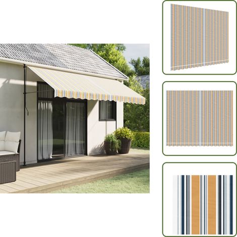 Protection UV - vidaXL Tissu de remplacement pour auvent rayures multicolores 4x3 m - Imperméable (1/5)