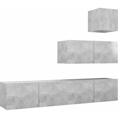 Maison Exclusive - Set di Mobili Porta TV 4 pz Grigio Cemento in Legno Multistrato (1/5)