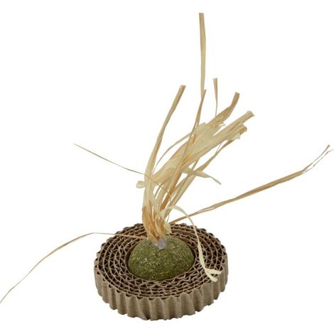 Jouet pour Chat "Balle Herbe & Carton" 13cm Naturel (1/2)