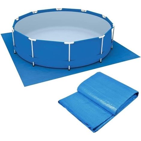 Schwimmbadbodenmatte, wasserdichte, faltbare Schutzmatte für Aufstellpools, blau, Schwimmbadbodenschutz (335 x 335 cm) (1/4)