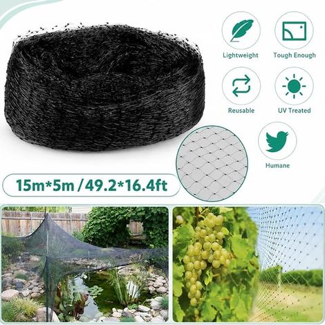 Filet de jardin - 5 m x 15 m - Filet de protection pour arbres fruitiers - Filet de protection contre les balles - Filet à oiseaux - Filet à mailles fines - Filet de protection contre les (1/3)