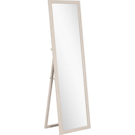 Miroir en pied 160 x 50 cm rectangulaire avec cadre blanc (1/4)