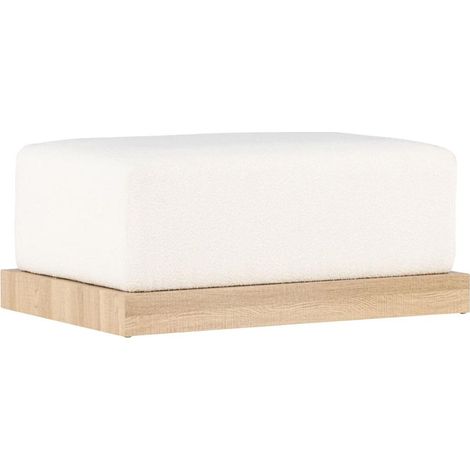 Pouf Design en Tissu Bouclé "Ivy" 100cm Blanc & Naturel