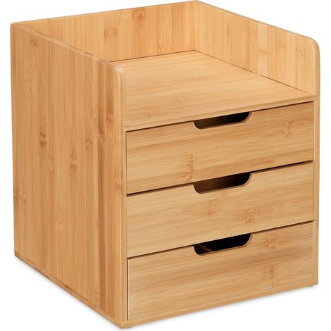 Organizer da scrivania in bambù naturale 3 cassetti regolabili 50 x 30 x 30 cm componibile moderno 130012725
