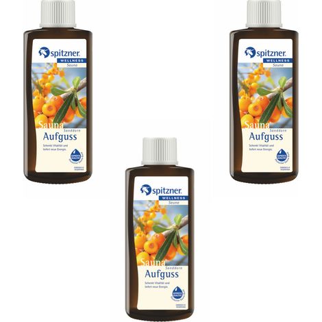 Spitzner Saunaaufguss Sanddorn 3x 190 ml 3er Vorteilspack Konzentrat 8850082