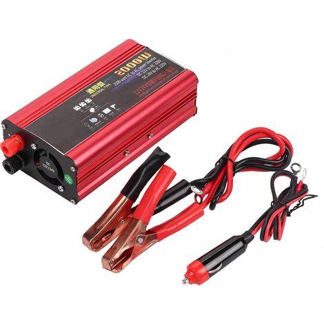 Onduleur de voiture avec adaptateur 2000W chargeur USB convertisseur onde sinusoïdale modifiée DC 12V/24V à AC 220V (1/5)