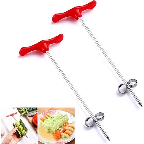 2 teiliger manueller Gemüsespiralschneider Küchenhelfer Spiralschneider aus Edelstahl Für Karotten, Gurken, Zucchini, Kartoffeln, Äpfel Salatschn (1/5)