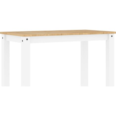 Table de salle à manger design moderne 117 x 60 x 75 cm bois massif de pin blanc et miel DEC036900