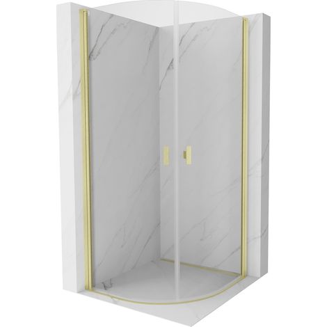 Mexen Mist cabine de douche semi-circulaire pivotante 70 x 70 cm, transparent, or brossé - 8A31-070-070-55-00 (1/5)