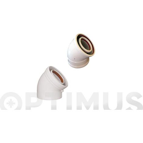 CODO COAXIAL 45º ALUMINIO BLANCO Ø 60/100MM  - CCMH45100