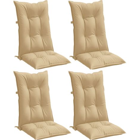 vidaXL Highback Chair Cushions 4 pcs Melange Beige 120x50x7 cm Fabric
