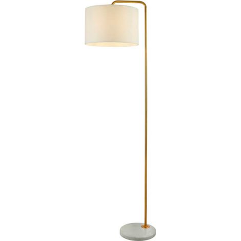 Lampadaire Gallow Doré avec Base en Marbre Or Antique / Métal Dessiné Blanc (1/3)