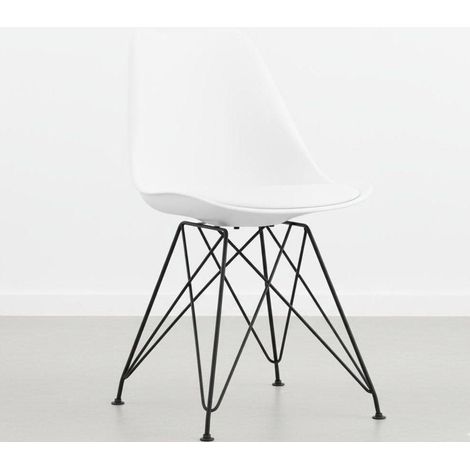 ORION91oficial® - Silla VEGA Estructura Negra Asiento Acolchado Piel Sintética Color Blanca – 48 x 41 x 82 cm Comedor-Oficina-Salón-Teletrabajo-Cocina - spaziOrion91 - Unidad (1/5)