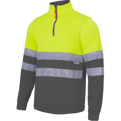 Sudadera bicolor alta visibilidad en punto afelpado VELILLA Serie 305701 5XL Gris / Amarillo flúor