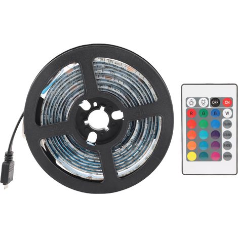 Bande LED USB 5V, 16 couleurs et 4 modes, résistante à la pluie, flexible, RGB, avec télécommande (1/5)