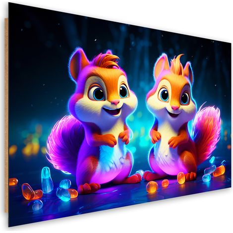 Deco panel picture, Colorful squirrels - 90x60 (1/5)