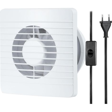 100mm VMC Salle de Bain, Extracteur d'Air avec Interrupteur, 1m UE Prise pour Salle de Bain, Cuisine, Bureau, WC, Ventilateur Grilles avec Commutateur, IP45 Étanche, 12W, 120m³/h (1/5)