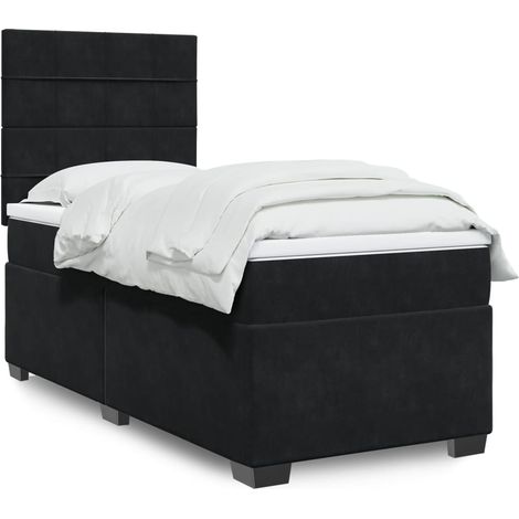 Boxspringbett mit Matratze Schwarz 100x200 cm Samt