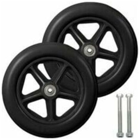 Roue avant de 8 pouces, 2 roues de remplacement pour fauteuil roulant, pneu solide antidérapant, 190 mm gris en noir, roues pour fauteuils roulants, déambulateurs, déambulateurs (noir)