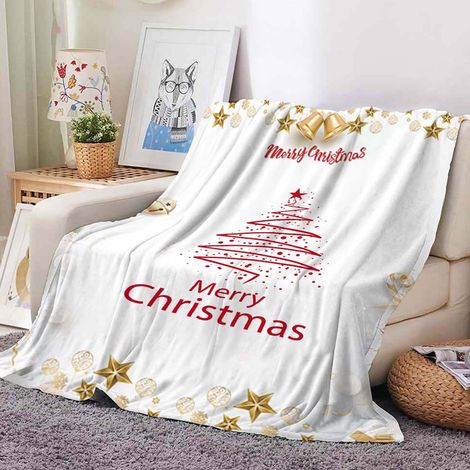 Couverture En Flanelle Double Face - 150 x 200 cm - Imprimé De Noël - Polyesther - Pour Intérieur - 1 Pièce (1/5)